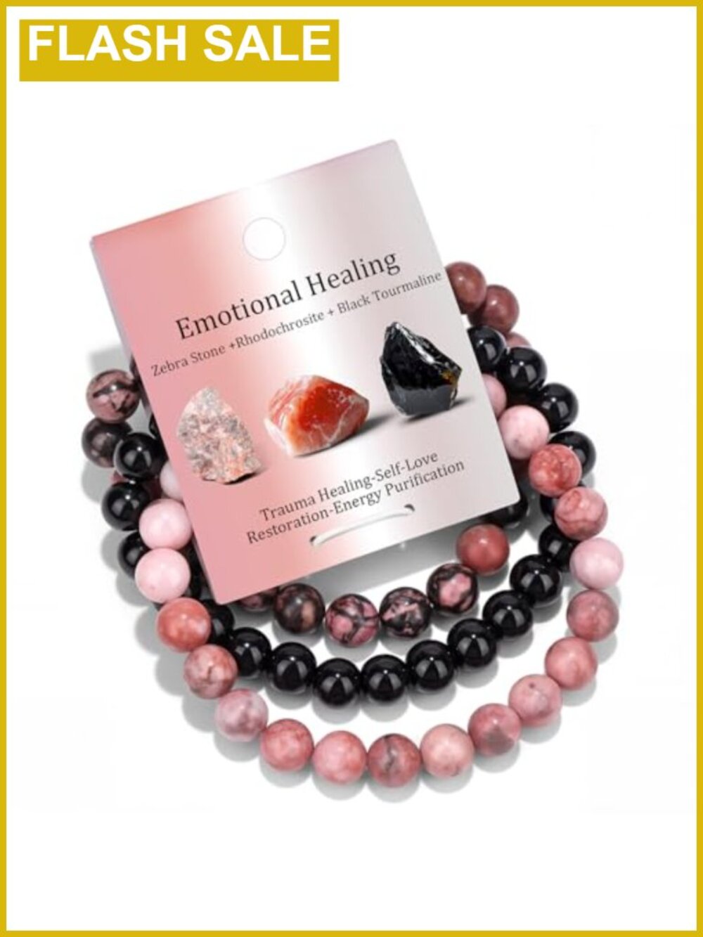 Healing Crystal Stretch Bracelet Tiger Eye Hematite Black Obsidian 8mm